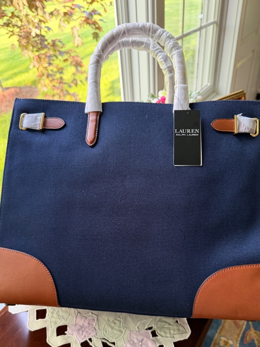 NWT Lauren Ralph Lauren Canvas Large Devyn Tote Bag